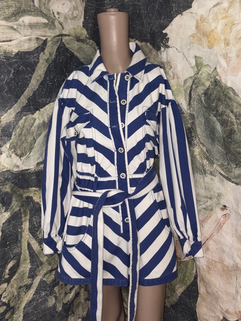 Farm Rio Striped Denim Romper - Picture 2 of 6